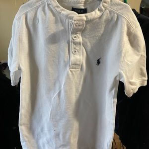 White polo crew button neck